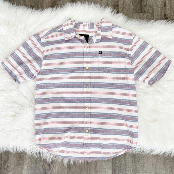 Quiksilver Boys Modern Striped Button Front Shirt - Picture 1 of 8
